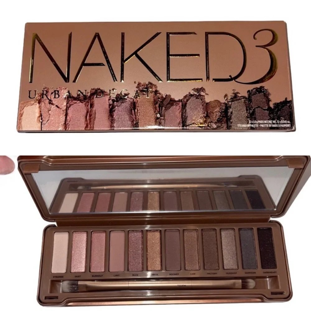 URBAN DECAY Naked3 12 Color Eyeshadow Palette with Double-Sided Brush NWT